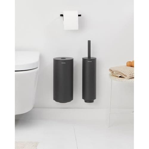 Image of Brabantia - Mindset Toilet Accessory Set - Toilet Brush, Roll Holder and Roll Dispenser - Hygienic Bristle Brush - Corrosion Resistant - Fixing Materials Included - Bathroom Set of 3 - Infinite Grey