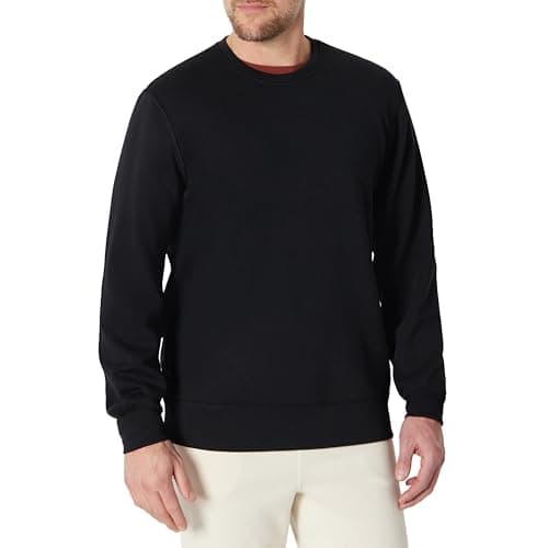 Image of Amazon Essentials Men's Active Sweat Relaxed-Fit Crewneck Sweatshirt, Black, L
