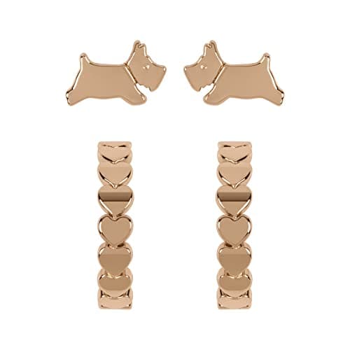 Image of RADLEY Ladies 18ct Rose Gold Plated Heart Huggie Leaping Dog Twin Pack Earrings RYJ1214S
