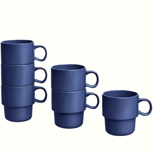 Image of HOMD Coffee Cup Set 6-12oz Large Handle Ceramic Cup for Coffee, Soup, Tea, Milk, Latte, hot Cocoa, Ladies, Men-New Porcelain Mug Set. (Ocean Blue)