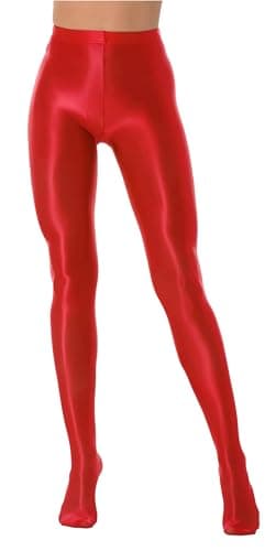 Image of Women's Shiny Tights, High Waist Tummy Control Glossy Yoga Sports High Tight, Stretchy Foil Metallic Spandex Pantyhose for 80s Disco, Slim Fit Solid Hold Up Leggings for Dancewear Nightclub Rave Party