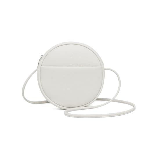 Image of YONBEN Circle Crossbody Bag for Women NYLON Circle Purse with Zipper Adjustable Knot Shoulder Straps, Pu/Off-white, S, Simple