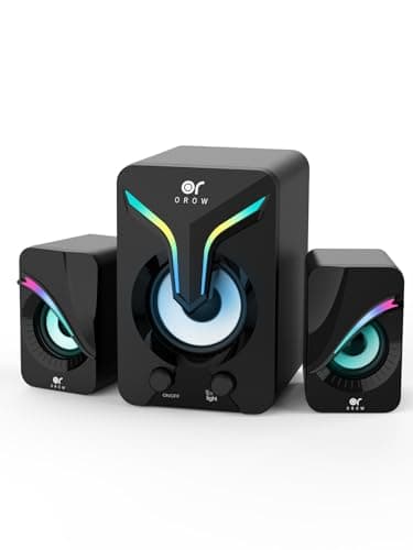 Image of OROW Computer Speakers,PC Speakers with Subwoofer,2.1 Speakers for PC/Laptop/Monitor,Desktop Speaker with RGB Lights,11W RGB Gaming Speakers with Volume Control,3.5mm Aux,USB-Powered (S212)
