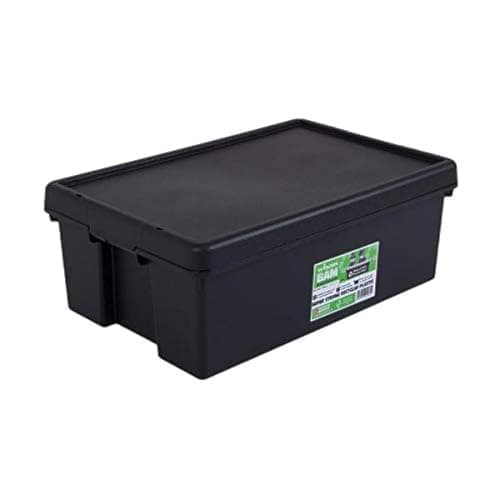 Image of Wham Bam 100% Recycled Super Strong Impact Resistant Black Re-Usable Storage Boxes With Lids 36 Litre 59.5 x 40 x 21.5cm (1 Box)