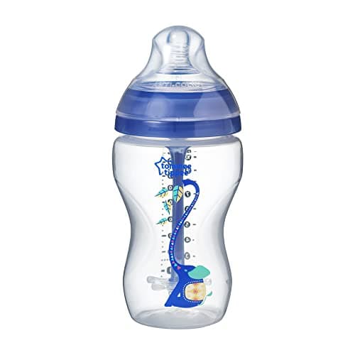 Image of Tommee Tippee Advanced Anti-Colic Baby Bottle Super Soft Teat 3+ Months, 340 ml, Blue with Decorations