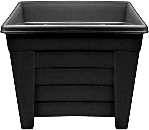 Image of Optimal Products Long Trough/Oval/Square Plant Pot Plastic Planter Indoor Home Outdoor Garden Window Herb Flower Box (33cm Square Planter Ebony, 1)