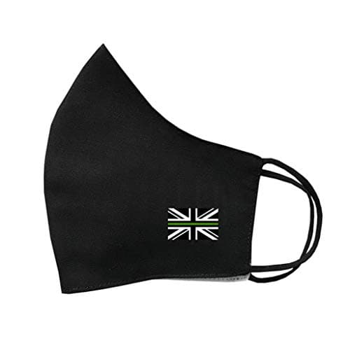 Image of inking house UK Thin Green Line Flag Face Mask Protective Covering Washable Reusable Breathable Front line first responders Union Jack