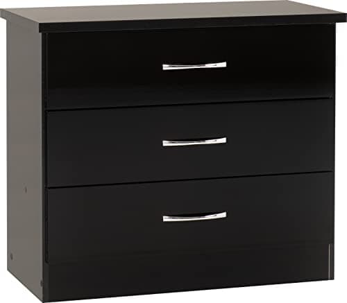 Image of Seconique Nevada 3 Drawer Chest in Black Gloss