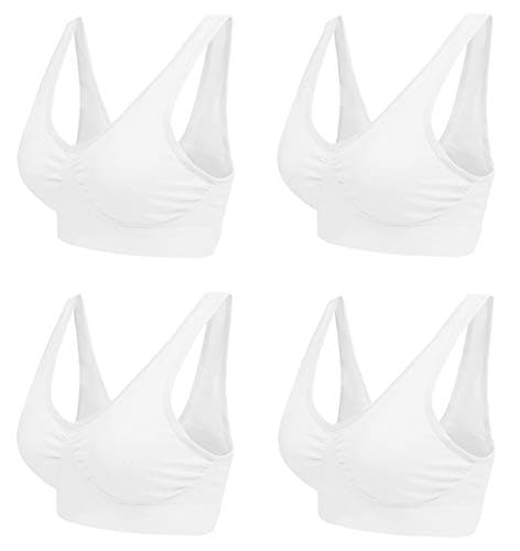 Image of Boolavard New Seamless Sports Style Bra Crop Top Vest Comfort Stretch Bras Shapewear (as8, Alpha, xx_l, Regular, Regular, 4 x White)