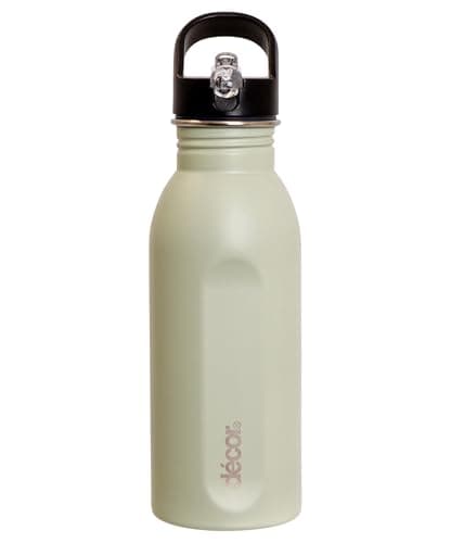 Image of Décor Snap n Seal 500ml Stainless Steel Water Bottle with Straw, BPA Free - Leakproof Metal Flask with Carry Handle for School, Travel, Work & Gym - Ideal Drinking Bottle for Kids & Adults - Pistachio