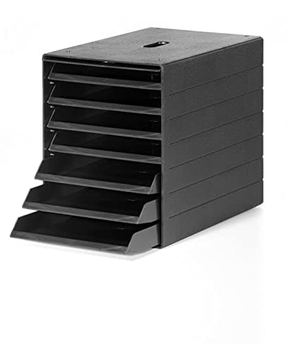 Image of Durable Eco Drawer Box A4 Idealbox Plus | Includes 7 Compartments | Blue Angel Certified and 100 Percent Recyclable | Anthracite Grey | Perfect for Desktop Storage