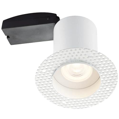 Image of National Lighting RAVEL Fire Rated Round Trimless Plaster in GU10 LED Anti Glare Low Profile Die Cast Ceiling Downlight Spotlight