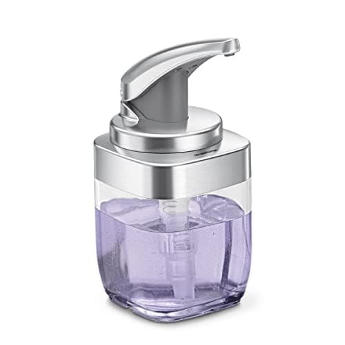 Image of simplehuman BT1081 444ml Square Push Pump Liquid Soap Dispenser, Effortless Dispensing, Precision Lever, Easy to Refill, Brushed Nickel