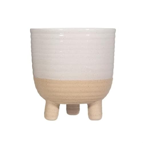 Image of Sass & Belle Rustic White Half Glazed Large Planter