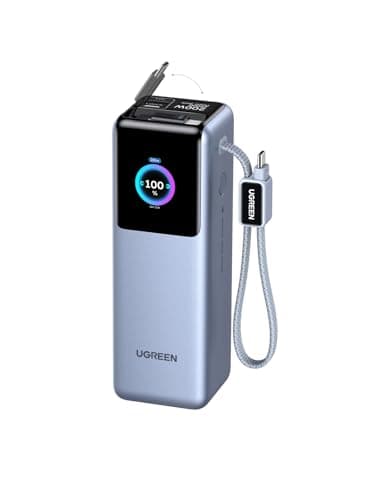 Image of UGREEN Nexode Laptop Power Bank 25000mAh 200W Fast Charging Portable Charger Built-in Retractable Cable & Smart Display 4-Way Output Battery Pack Compatible with Dell, HP, iPad, iPhone 17/16