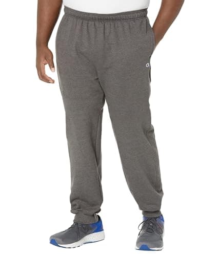 Image of Champion Powerblend, Men’s Fleece Joggers, Cotton Sweatpants (Reg. Or Big & Tall), Granite Heather C Patch Logo, XXL Tall