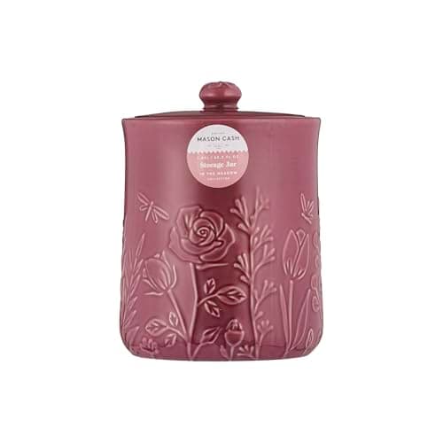 Image of Mason Cash In the Meadow Medium Storage Jar 1.85 Litre Embossed Floral Design, Durable Stoneware, Airtight Lid – Ideal for Biscuits, Cookies, Rice, Flour – Classic Kitchen Storage