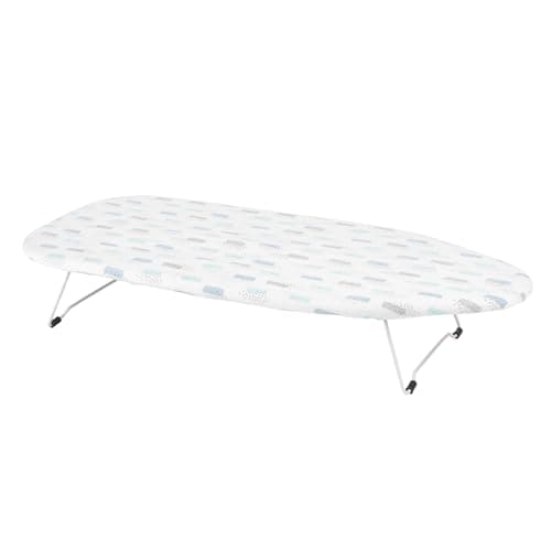 Image of Kleeneze KL062291ELISEFEU7 Foldable Tabletop Ironing Board – Compact Ironing Table, 100% Cotton Cover, Suitable for Left & Right-Handed Users, Ideal for Travel and Small Homes, Lightweight, 73 x 31 cm