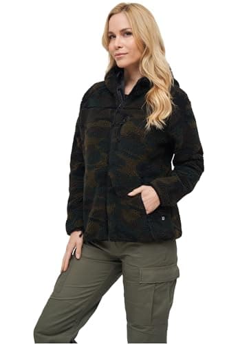 Image of Brandit Women Teddyfleece Jacket Hoode, color: woodland, size: 5XL