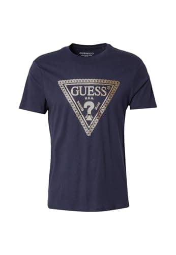 Image of GUESS Men's T-Shirt Logo Triangle Blue Chain ES25GU16 M5RI49K9RM1 G7V2, Blue M5RI49K9RM1, XS
