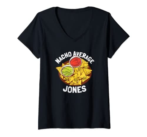 Image of Womens Funny Last Name Shirt | Nacho Average Jones V-Neck T-Shirt