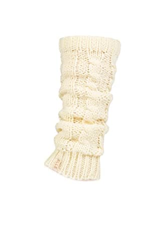 Image of ELLE Ladies 1 Pair Chunky Cable Knit Leg Warmers - Cream One Size
