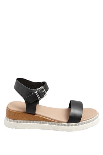 Image of Yours - Diamante Flatform Sandals In Wide E Fit & Extra Wide Eee Fit - Women's