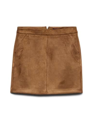 Image of Vero Moda NOS Women's Vmdonnadina Faux Suede Short Skirt Noos Skirt, Brown (Cognac Cognac), Large