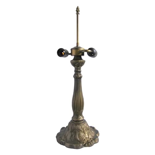 Image of Loxton Lighting Large Table Lamp Base and Harp with UK Plug, Antique Brass Finish, Height 55cm, 40cm Dia Tiffany Shade Compatible, (L305, for 16' Shade)