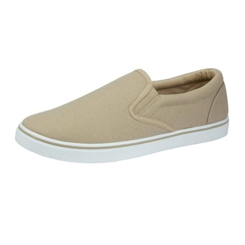 Image of Mens Slip On Sneakers Canvas Espadrilles Deck Plimsolls Trainers Pumps Shoe Taupe UK Size 11