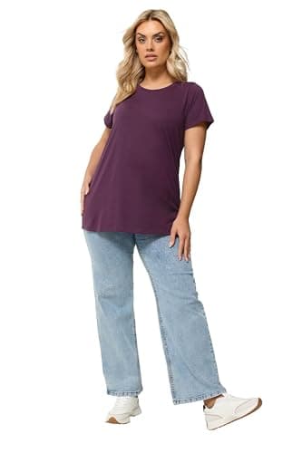 Image of Yours Curve Dark Purple Core T-Shirt - Women's - Plus Size Curve