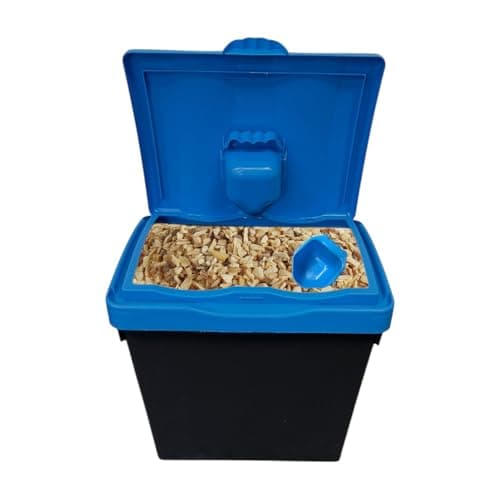 Image of Chabrias Ltd Dry Winter Salt Storage Bin – Plastic Box Container with Blue Scoop & Lid – Weatherproof Grit, Rock Salt & De-Icer Storage (30 Litre)