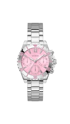 Image of GUESS Silver-Tone Multifunction Watch, Silver, One Size, Modern