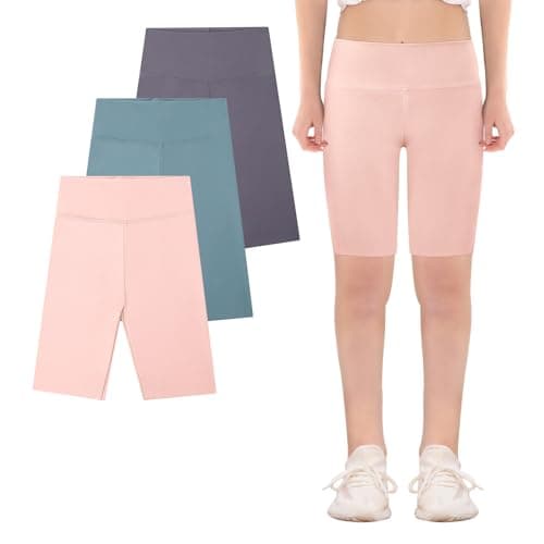 Image of KAKU NANU Girls Cycling Shorts Leggings for Girls Knee Length Under Dress Shorts Pink Blue Purple Sports Pe Gymnastics Dance 5 6 5-6 Years