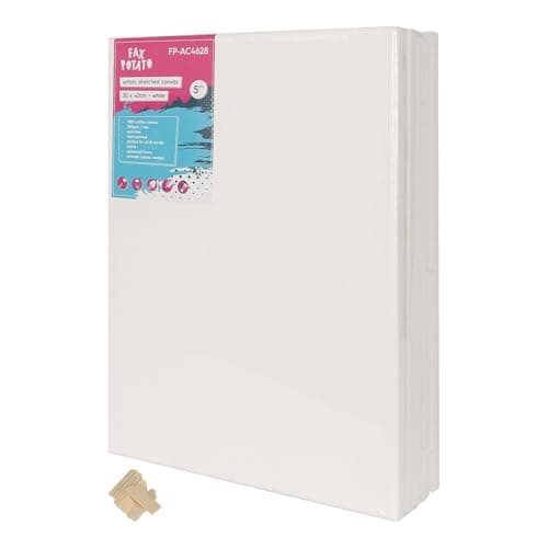 Image of Fax Potato 30cm x 40cm Framed Canvas - 5X Large 1.5cm Pre-Stretched Canvases with Wedges 100% Cotton Triple Primed Acid Free 280GSM Medium Grain Artist Board Blank Canvas for Painting, Acrylic, Oil