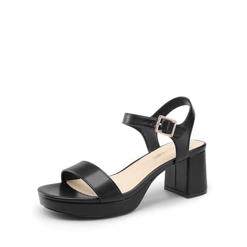 Image of DREAM PAIRS Women's Platform Heels Block Chunky Open Toe Ankle Strap Heel Fashion Wedding Party Dress Sandals Shoes,Size 6,Black,DWUMHS2507