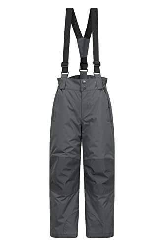 Image of Mountain Warehouse Raptor Kids Snow Pants - Snowproof Boys Ski Trousers, Detachable Braces Bottoms - Ideal for Winter Skiing Holidays & Snowboarding Dark Grey 3-4 Years