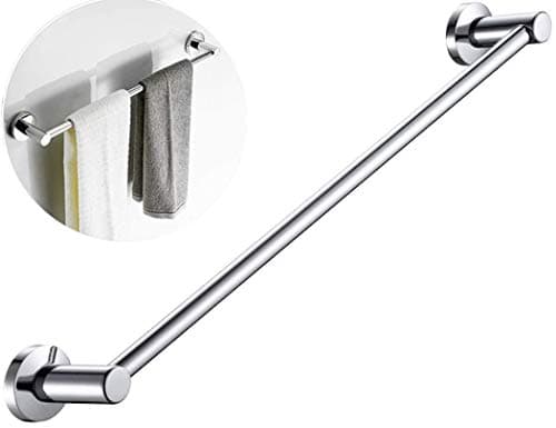 Image of FUKTSYSM Stainless Steel Towel Bar Rail - 40 cm / 15.7 in, Round Towel Bar Bail Rack Bathroom or Kitchen Accessory, Screws Mounting, Polished Finish, Silver