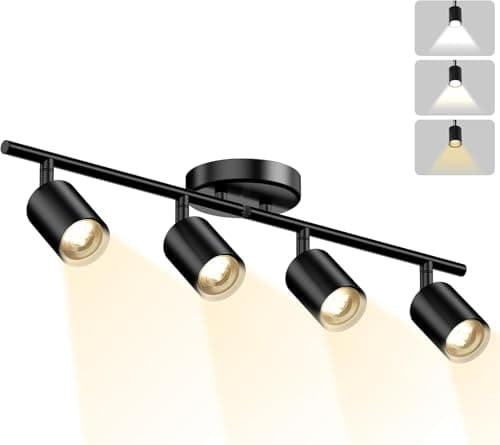 Image of Lightbiz 4 Way LED Ceiling Spotlight, 3 Color Adjustable Kitchen Lights Ceiling Including 4 x GU10 Bulbs, Spot Lights Ceiling with Rotatable Heads, Modern Fixture for Kitchen Living Room Hallway