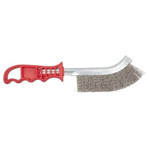 Image of wolfcraft stainless steel hand wire brush with plastic handle – for stainless steel, metal and non-ferrous metals | for removing rust and cleaning – 2717000