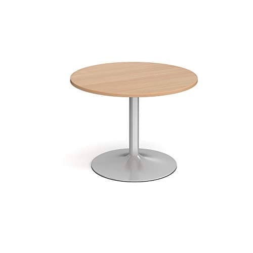 Image of Mr Office Trumpet base circular boardroom table - silver frame, Beech, 1000