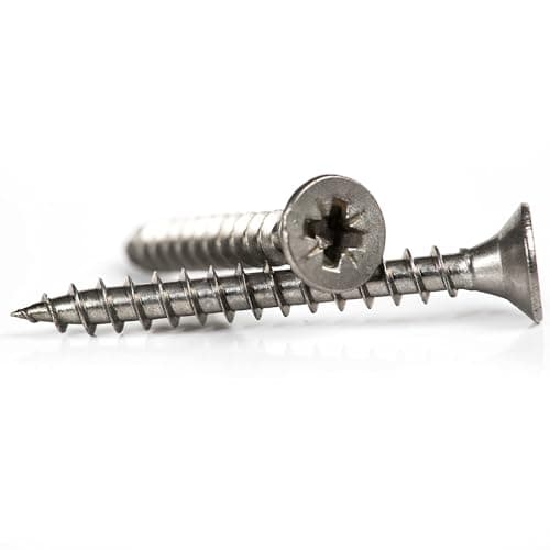 Image of 4mm x 60mm General Purpose A2 Stainless Steel Countersunk Wood Screws Pozi Drive Chipboard Screws (Pack of 20) B09B