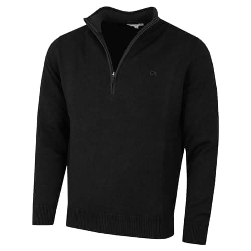 Image of Calvin Klein Golf Mens Chunky Cotton 1/2 Zip Sweater - Blackout - L