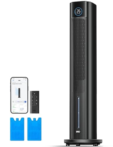 Image of Dreo Evaporative Air Cooler, 40” Cooling Fans that Blow Cold Air, 80° Oscillating, Removable Water Tank, Ice Packs, Remote Control, 4 Speeds, 7H Timer, Swamp Cooler for Bedroom, Black