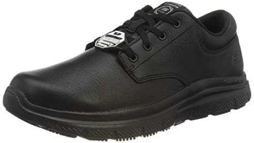 Image of Skechers Men's Flex Advantage Slip Resistant Work Uniform Dress Shoe, Black Leather, 9.5 UK