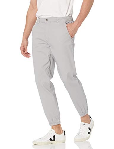 Image of Amazon Essentials Men's Straight-Fit Chino Jogger Trousers, Light Grey, S