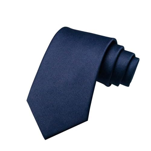 Image of SUJIBHI Men Tie Classic Men's Solid Satin Neck Tie Solid Color Formal Neckties with Multiple Colors for Men Business Wedding Party Work Tie,8cm (Navy blue)