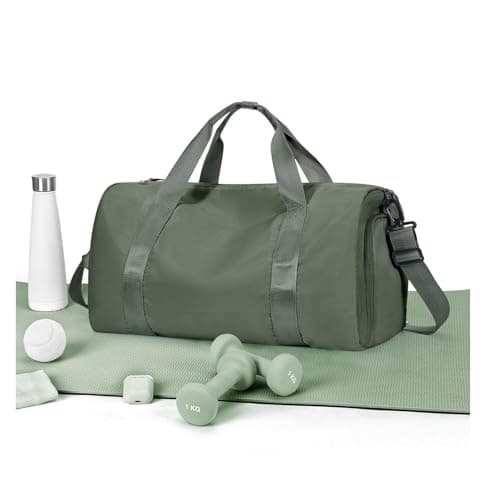 Image of HYC00 Gym Bag Womens Mens Small Sports Duffle Bags with Shoes Compartment & Wet Pocket Weekend Travel Duffel Bag for Women Carry on Overnight Bags Lightweight Holdall Hospital for Yoga,Army Green