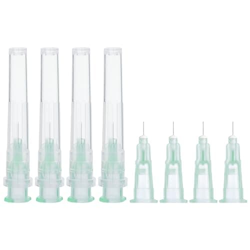 Image of Searvgrh 100-Pack 32 G 4mm Dispensing Needle with Cap Individual Package of Needles for Scientific Measuring,Refilling Liquid, Inks,Livestock and Industry