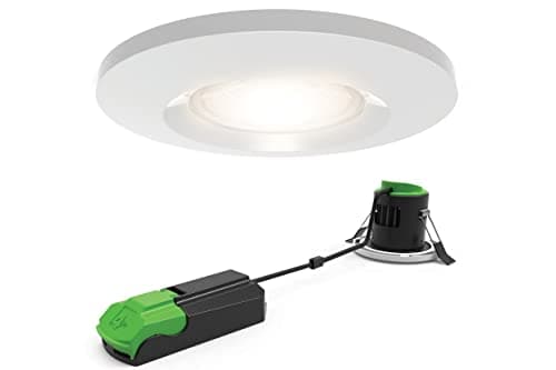 Image of 4lite Fire-Rated Indoor Downlight (Matt White) IP65 Rated Dimmable Spotlight Supplied with a 2700k - 6500k 670lm Smart GU10 Bulb - 4L1/2005-4yr Guarantee